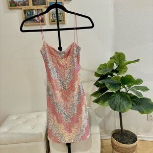 WINDSOR | Coral Sequin Mini Dress | New Years Eve